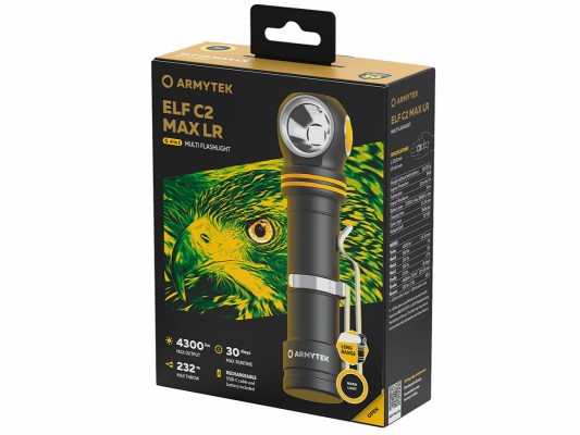 Фонарь Armytek Elf C2 Max LR USB-C 4300 lm дальнобойный свет тёплый