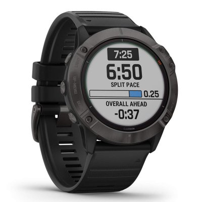 Часы Garmin Fenix 6X Pro Solar титановый серый DLC с черным ремешком